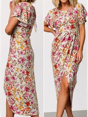 Baltic Born NWT Bloomfield Floral Flutter Sleeve Midi Dress Size Small